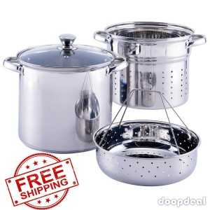 Mainstays MULTI-COOKER POT Stainless Steel Set Cookware 8 Quart Pasta Steamer