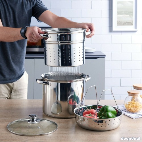 Mainstays MULTI-COOKER POT Stainless Steel Set Cookware 8 Quart Pasta Steamer