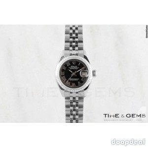 Rolex Stainless Steel Black Roman Dial Fluted Bezel Datejust