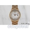 Rolex White Diamond Dial 3Cts Channel Set Bezel Full Pave Day Date Super