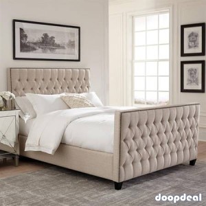 luxury Tufted Fabric Sleigh Bed - $599 (brand new FREE DELIVERY) 