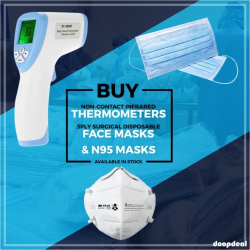 Buy Non contact Infrared Thermometer & Disposable Face mask