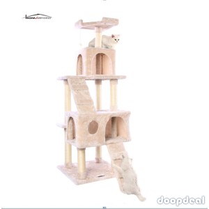 65% off 56 Inches Multi-Level Cat Tower with Sisal-Coverd Scratching Posts and Plush Perches